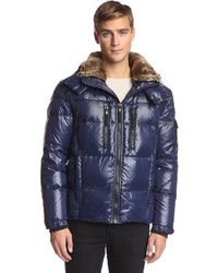S13 Trail 28 Inch Quilted Down Jacket With Removable Faux Rabbit Collar