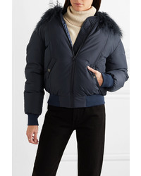 Mr & Mrs Italy Shearling Trimmed Down Bomber Jacket