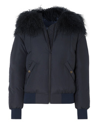 Mr & Mrs Italy Shearling Trimmed Down Bomber Jacket