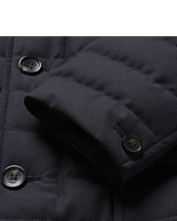 Ermenegildo Zegna Slim Fit Leather Trimmed Quilted Wool Down Jacket