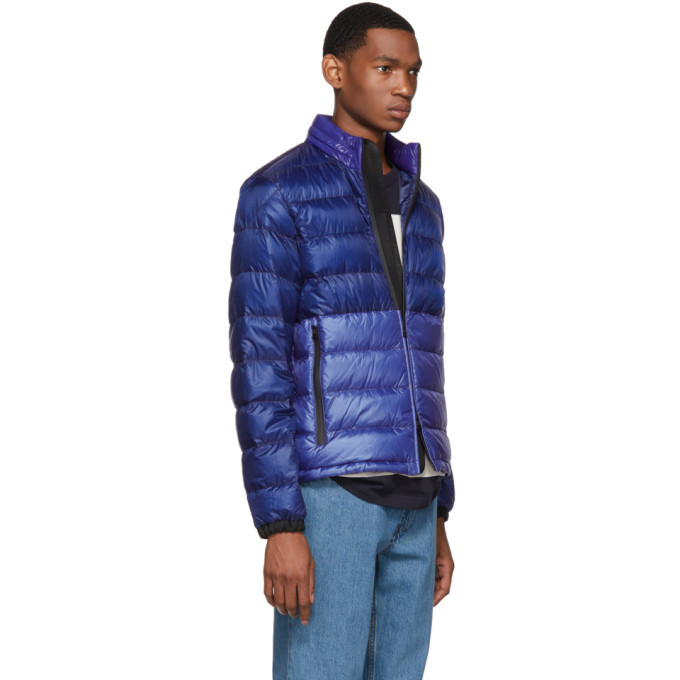 Moncler Ssense Blue Down Aimar Jacket, $675 | SSENSE | Lookastic
