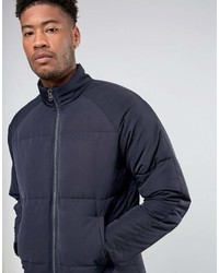 Asos Tall Puffer With Funnel Neck In Navy