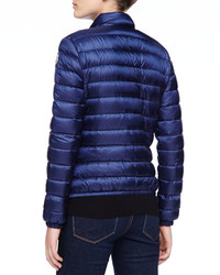 Moncler Zip Puffer Jacket With Pockets Navy