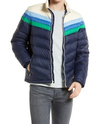 Marine Layer Zurich Puffer Coat In Whitenavy Colorblock At Nordstrom