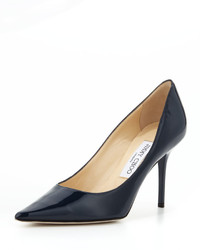 Jimmy Choo Agnes Pointed Toe Patent Pump Navy