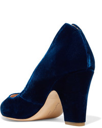 Rupert Sanderson Cicely Velvet Pumps Blue