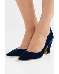 Rupert Sanderson Cicely Velvet Pumps Blue