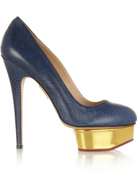 Charlotte Olympia Dolly Karung Pumps Midnight Blue