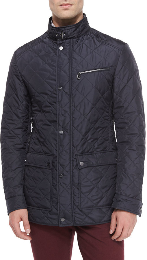 Salvatore Ferragamo Quilted Barn Coat Navy, $1,550 | Neiman Marcus ...