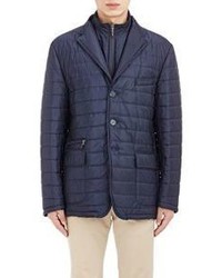 Piattelli Channel Quilted Jacket Blue Size 46 Regular