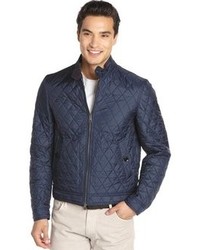 Burberry Brit Navy Quilted Button Tab Collar Bomber