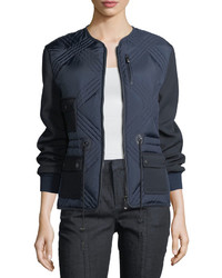 Tory Burch Hilary Quilted Tech Combo Bomber Jacket