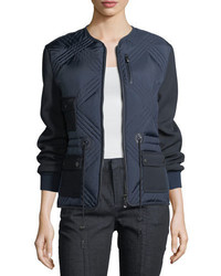 Tory Burch Hilary Quilted Tech Combo Bomber Jacket