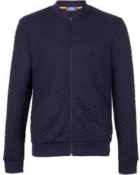 Topman Navy Quilted Jersey Bomber Jacket