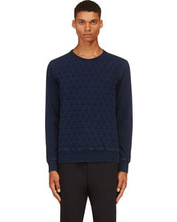Navy Quilted Crew-neck Sweater