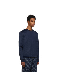 Valentino Navy Nylon Crewneck Sweater