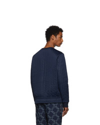 Valentino Navy Nylon Crewneck Sweater