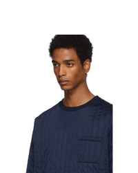 Valentino Navy Nylon Crewneck Sweater