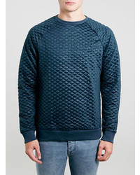 Topman Blue Technical Quilted Sweatshirt