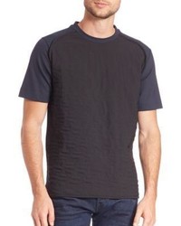 Navy Quilted Crew-neck T-shirt