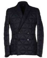 Navy Quilted Double Breasted Blazer