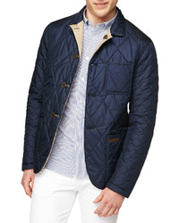 Burberry Brit Reversible Quilted Nylon Jacket Navycamel