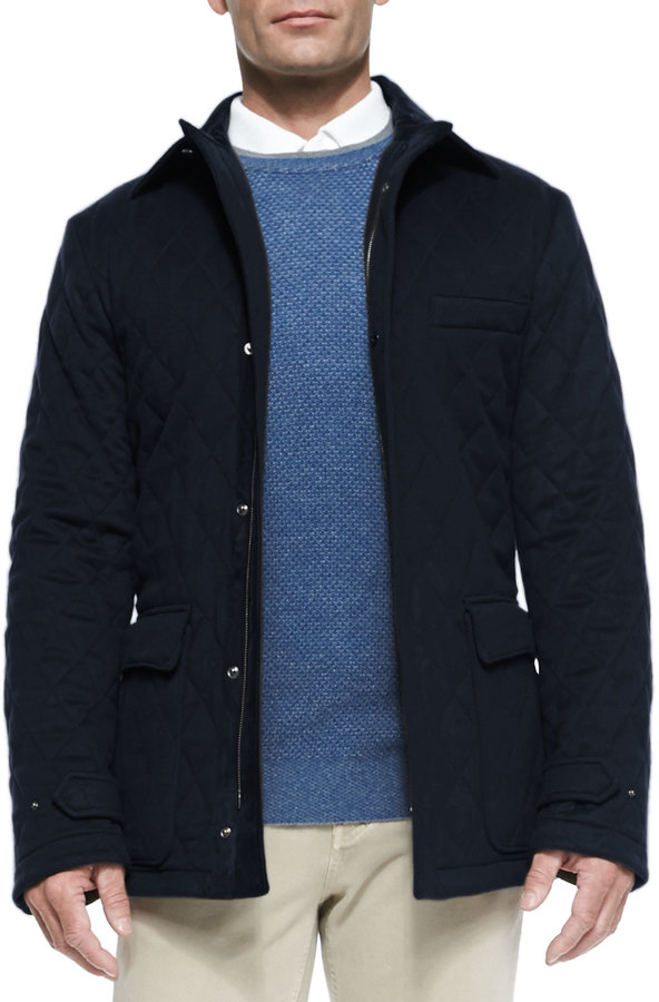 Mordrin sagde Produktion Loro Piana Quilted Belfast Storm System Jacket Blue Navy, $3,995 | Neiman  Marcus | Lookastic