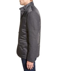 Bugatchi Quilted Jacket With Woven Sleeves
