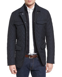 Etro Quilted Two Layer Field Jacket Navy