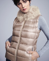 Herno Quilted Puffer Vest W Fur Collar