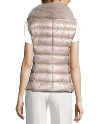 Herno Quilted Puffer Vest W Fur Collar