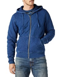 Lucky Brand Quilted Zip Up Cotton Hoodie