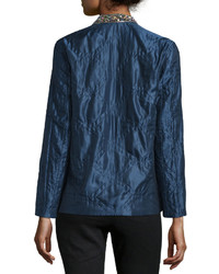 Isabel Marant Bead Embellished Quilted Cottonsilk Jacket Midnight