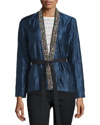 Isabel Marant Bead Embellished Quilted Cottonsilk Jacket Midnight