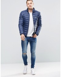 Blend of America Blend Quilted Nylon Jacket In Navy