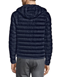Moncler Douret Quilted Nylon Jacket With Hood Navy