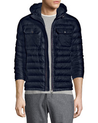 Moncler Douret Quilted Nylon Jacket With Hood Navy