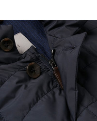 Canali Leather Trimmed Quilted Shell Jacket