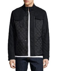 Michael Kors Michl Kors Mixed Media Quilted Flannel Jacket Navy