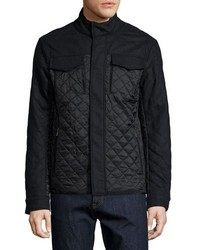 Michael Kors Michl Kors Mixed Media Quilted Flannel Jacket Navy