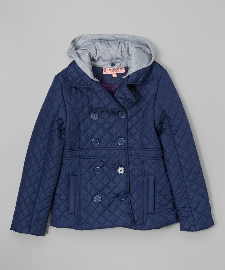 Urban Republic Navy Quilted Hooded Puffer Jacket Girls, $9 | Zulily ...