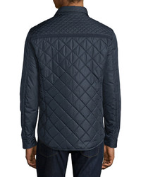 Salvatore Ferragamo Quilted Silk Shirt Jacket Navy