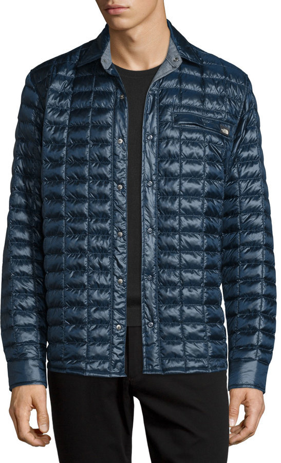The North Face Reyes Thermoball Quilted Shirt Jacket Navy, $