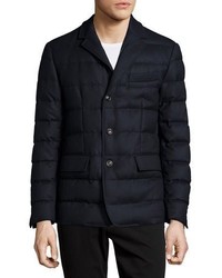 Moncler Rodin Quilted Button Down Jacket Navy