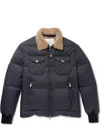 Brunello Cucinelli Shearling Trimmed Quilted Shell Jacket