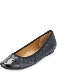 Neiman Marcus Saucy Quilted Leather Flat Navyblack