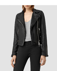 Navy Quilted Leather Biker Jacket