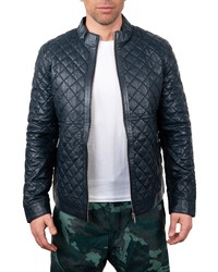 Maceoo Leather Ombre Blue Quilted Jacket