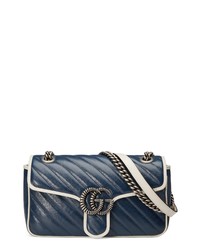 Navy Quilted Leather Satchel Bag