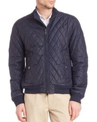 Navy Quilted Nylon Bomber Jacket
